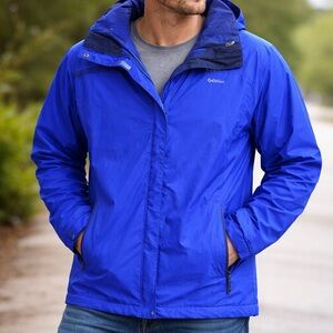 Columbia Blue Waterproof Shell Jacket 1X Men’s Outer Layer Excellent Condition